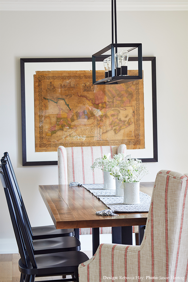 Dining room with black accents